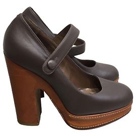Marni Brown Leather Pumps Size 36 Brown