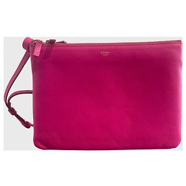 Céline Trio leather shoulder bag pink Pink