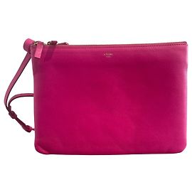 Sac Céline Trio en cuir rose fuchsia Rose