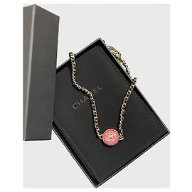 Chanel Halskette rosa Kette Golden