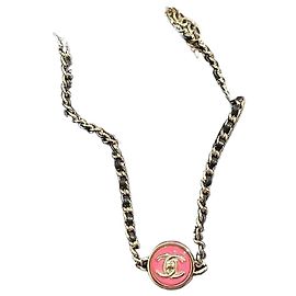 Collar Chanel cadena rosa Dorado