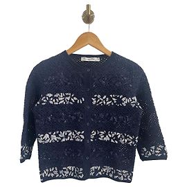 Cardigan Dior de punto de algodón azul marino con bordados de cuentas Azul