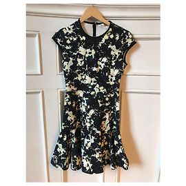Vestido Erdem de algodão estampado preto Preto