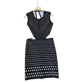 Herve Leger Bandage Dress Black and Beige Pattern Size M Black