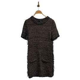 Fendi Tweed-Kleid T.36 Schwarz