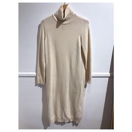 Vestido camisola Max Mara bege de lã e cashmere gola alta Bege
