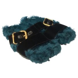 Mules Prada pelliccia T.36 Blu