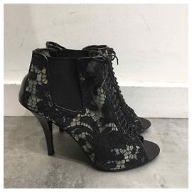 Givenchy Black Lace Open Toe Boots Size 38 Black