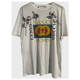 T-shirt Gucci com logótipo GG e risca web em algodão branco XS Branco