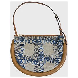 Bolsa de mão JW Anderson em lona cinza e couro Cinza