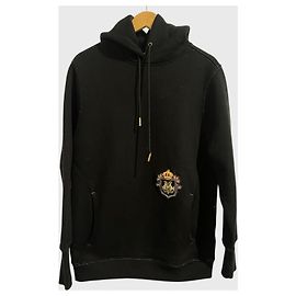 DMN Black Cotton Hooded Sweatshirt S Black