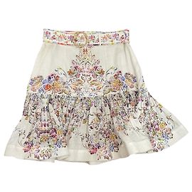 Saia Zimmermann de linho ecru com estampado floral Bege
