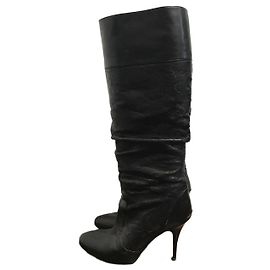 Burberry Stiefel aus schwarzem Leder Absatz 40 Schwarz