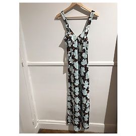 Off White Vestido largo Off-White negro con estampado floral de viscosa Multicolor