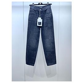 Chanel Denim Jeans Black and Grey Check Pattern Size 34 Multiple colors