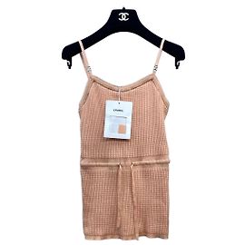 Top de alças Chanel rosa de algodão coleção 24A tamanho 36 Multicor