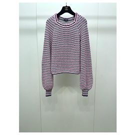 Chanel Malha de Algodão Crochet Multicor