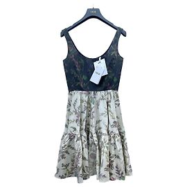 Vestido Dior de seda con estampado floral color-block Multicolor