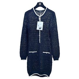 Vestido Chanel 24P de algodón negro color-block talla 36 Multicolor