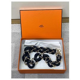 Collana di perle in pelle Hermès Nera Multicolore