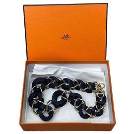 Hermès Lederperlenkette Schwarz Mehrfarben