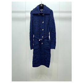 Chanel Mantel Navy aus Kaschmir mit Gürtel Mehrfarben
