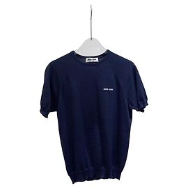 Top Miu Miu en coton bleu marine Multicolore