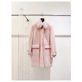 Veste Miu Miu en peau lainée rose Multicolore