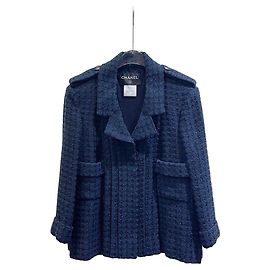 Giacca Chanel in tweed blu navy taglia 40 Multicolore
