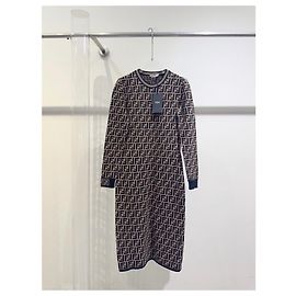 Vestido Maxi Fendi Estampado Logo FF Viscosa Multicolor