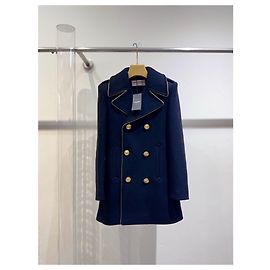 Autre Marque Saint Laurent Navy Wool Double Breasted Coat Multiple colors