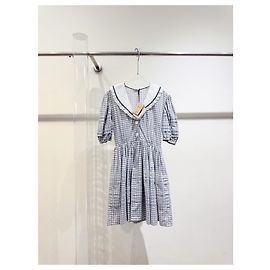 Vestido Miu Miu de algodón con estampado vichy y cuello marinero Multicolor