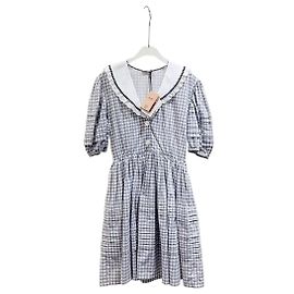 Miu Miu Gingham Check Cotton Dress with Sailor Collar Multiple colors