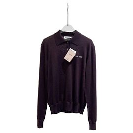 Pull Miu Miu Marron en Laine Style Polo Multicolore