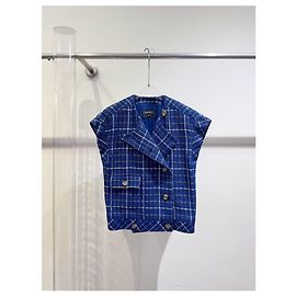 Gilet Chanel in Tweed Blu Taglia 34 Multicolore