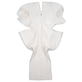 Issey Miyake sculptural crinkle plissiertes Midikleid aus den 1990ern Weiß