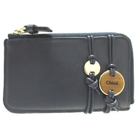Chloé Kartenetui aus Leder in Navy Blau Marineblau