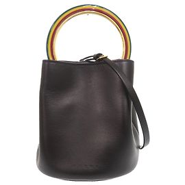 Marni Panier 2-Way Handtasche aus schwarzem Leder Schwarz