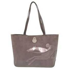 Borsa Tote Longchamp in camoscio Marrone