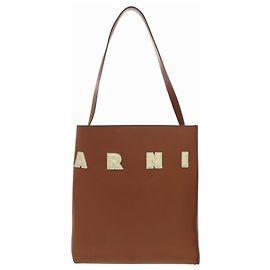 Borsa a tracolla hobo piccola in pelle Marni Marrone Crudo
