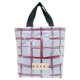 Marni Tote Bag in Hellblau-Rot kariert Rot Hellblau
