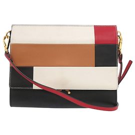 Sac à épaule Trunk en cuir Marni Noir Blanc Rouge