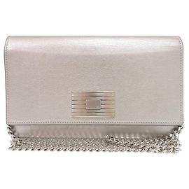 Ralph Lauren Silver Leather Shoulder Wallet Silvery