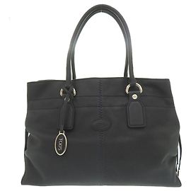 Saco Tote Tod's em couro azul marinho com logótipo Azul marinho