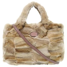 Bolsa de mão 2-Way em couro e pele de raposa Tod's Marrom