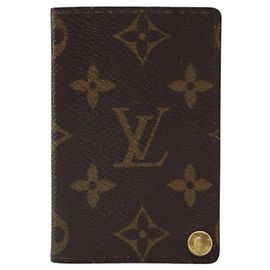 Louis Vuitton Porte Cartes Pression Card Case Monogram Canvas Marrone