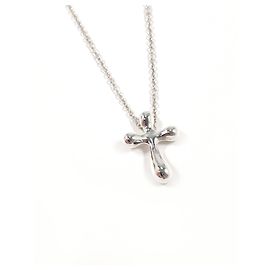 Autre Marque Tiffany Cross Mini Elsa Peretti Necklace Silvery