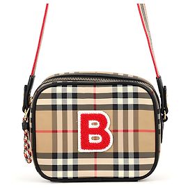 Bolso de hombro Burberry Nova Check B Patch Negro Roja Beige