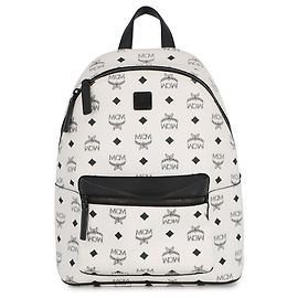 MCM Visetos Stark Leder-Rucksack Schwarz Weiß