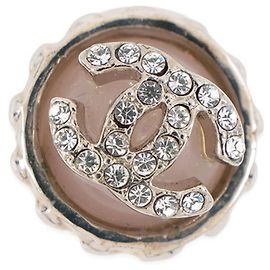 Chanel Rhinestone Pin Brooch Silvery Pink